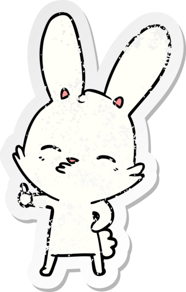 Bir insan tarafından çizilmiş garip bir tavşan çizgi filminin sıkıntılı çıkartması.