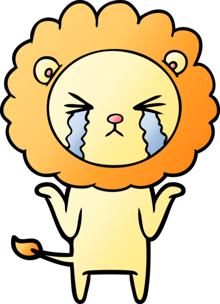 Bir insan tarafından çizilmiş ağlayan bir aslan.