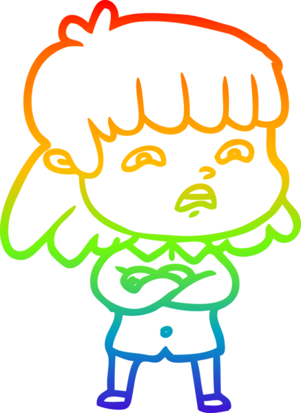 Gökkuşağı gradyan çizimi Bir insan tarafından çizilmiş endişeli bir çizgi kadın