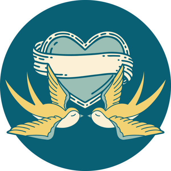 Kırlangıçların ikonik dövme şekli ve bir insan tarafından çizilmiş bir kalp.