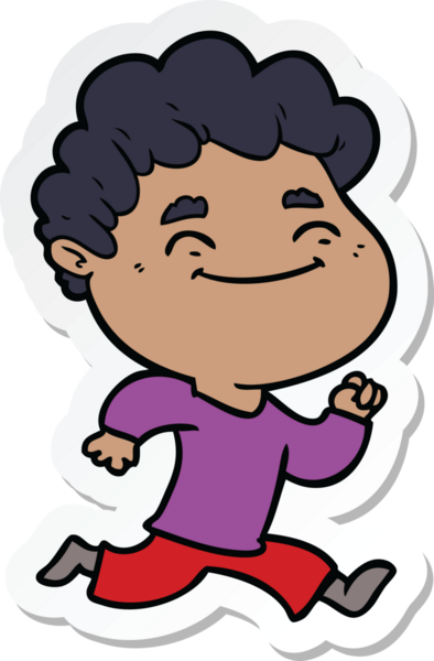 Bir insan tarafından çizilmiş, karikatür dostu bir adamın çıkartması.