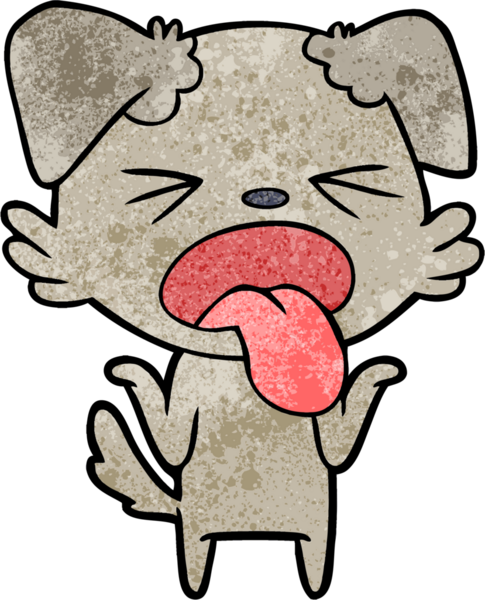 Bir insan tarafından çizilmiş iğrenç bir köpek omuz silkiyor.