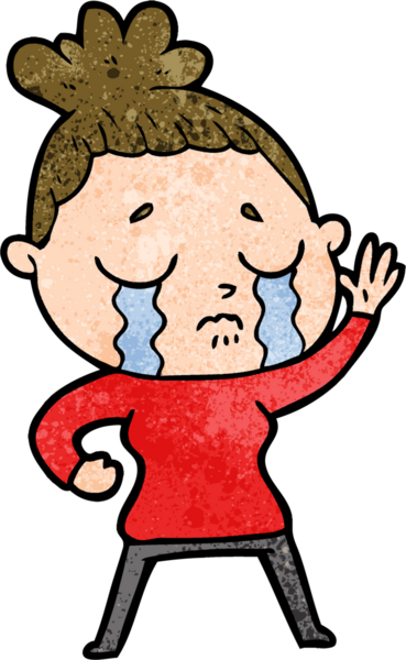 Bir insan tarafından çizilmiş ağlayan kadın çizgi filmi.