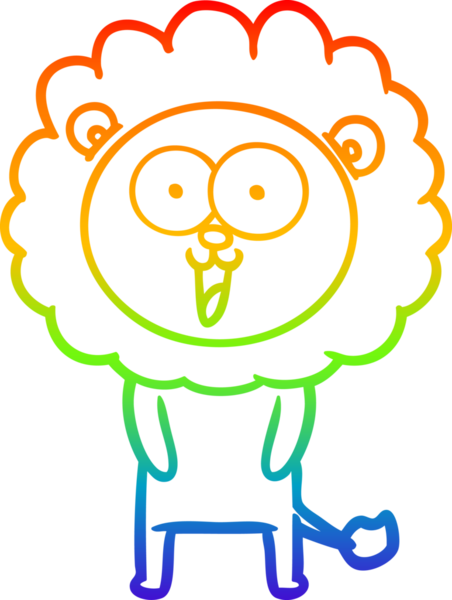 gökkuşağı gradyanı çizimi bir insan tarafından çizilmiş mutlu bir karikatür aslanı