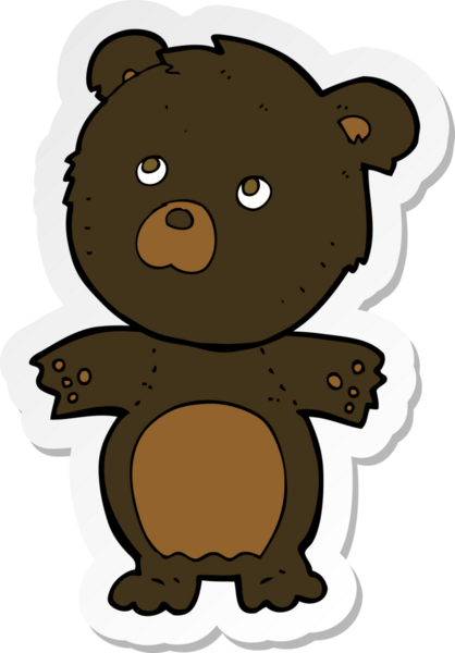 Bir insan tarafından çizilmiş komik oyuncak ayının çıkartması.