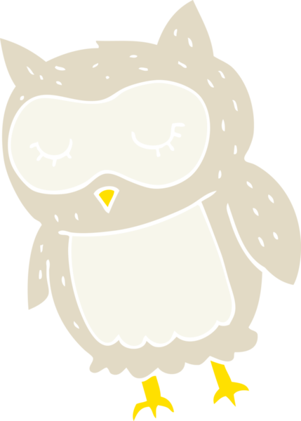 Bir insan tarafından çizilmiş baykuşun düz renk çizimi