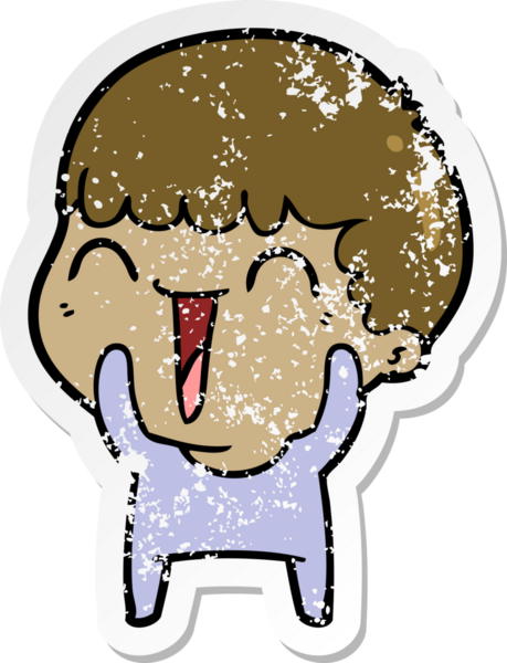 Bir insan tarafından çizilmiş mutlu bir adamın sıkıntılı çıkartması.