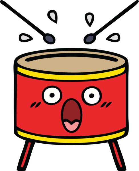Bir insan tarafından çizilmiş şirin davul karikatürü.