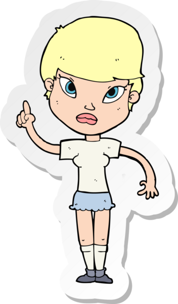 Bir insan tarafından çizilmiş fikri olan bir karikatür kadının çıkartması.