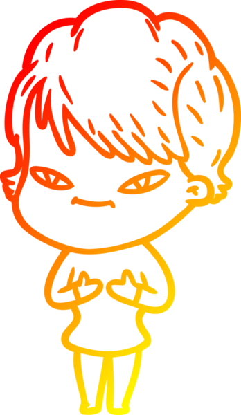 Bir insan tarafından çizilmiş mutlu bir kadının çizgi çizimi.