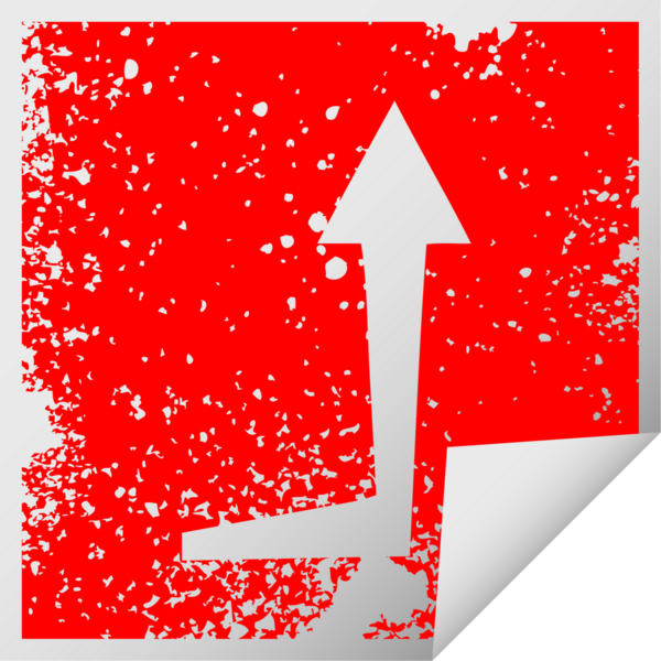 Bir insan tarafından çizilmiş sıkıntılı kare soyma etiketi ilginç sembol oku