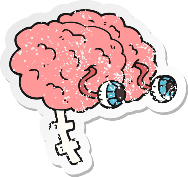 Bir insan tarafından çizilmiş karikatür beyninin gerilimli yapıştırması.