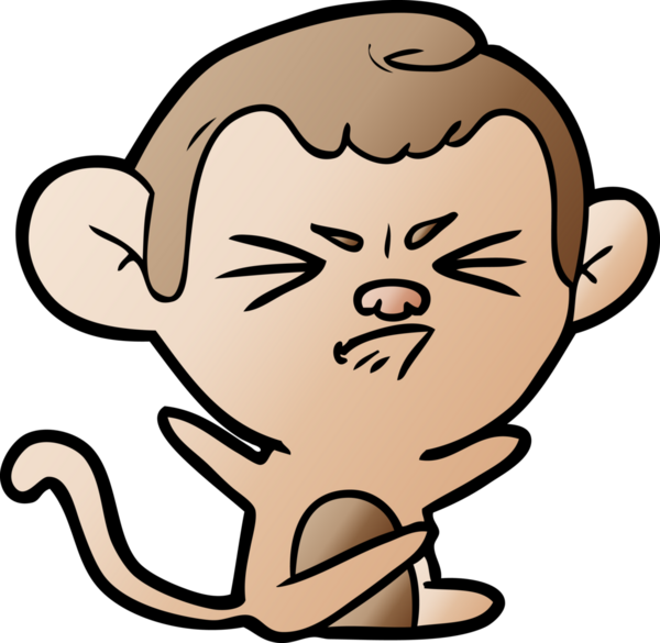 Bir insan tarafından çizilmiş kızgın maymun çizgi filmi.