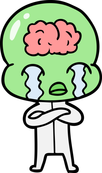 Bir insan tarafından çizilmiş koca beyinli bir uzaylı ağlaması.