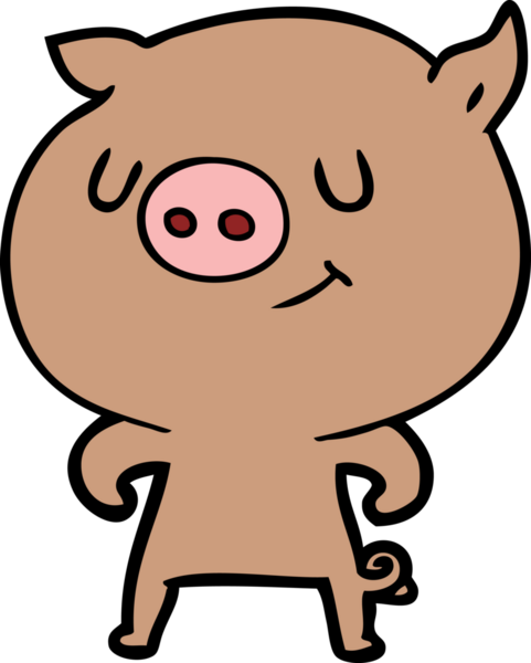 Bir insan tarafından çizilmiş mutlu çizgi film domuzu.