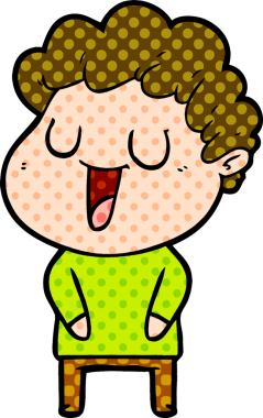 Bir insan tarafından çizilmiş gülen karikatür adam.