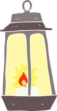 Bir insan tarafından çizilmiş düz renkli fener çizimi