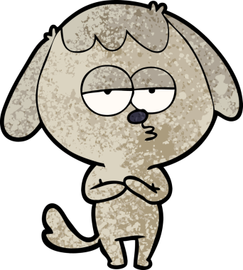 Bir insan tarafından çizilmiş, sıkılmış bir köpek.