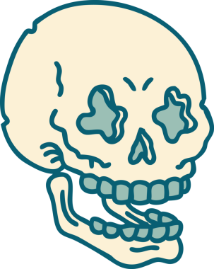 Bir insan tarafından çizilmiş bir kafatasının ikonik dövme şekli