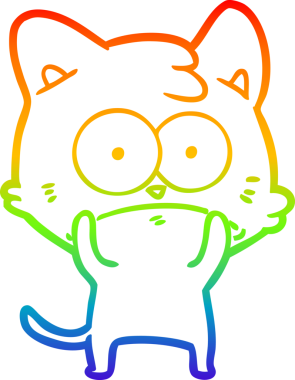 Gökkuşağı gradyan çizgi çizimi Bir insan tarafından çizilmiş gergin kedi