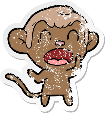 Bir insan tarafından çizilmiş bağıran çizgi film maymunu çıkartması.