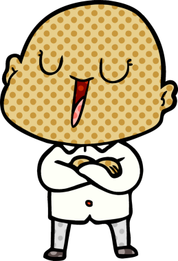 Bir insan tarafından çizilmiş mutlu, kel adam.