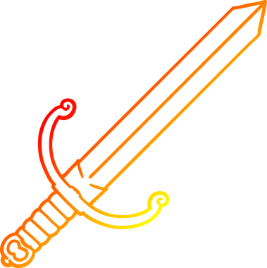 Bir insan tarafından çizilmiş bir kılıcın sıcak eğimli çizgisi.