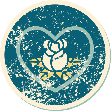 Bir insan tarafından çizilmiş kalp ve çiçeklerin sembolik depresif dövme şekli