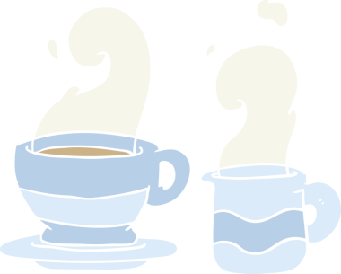 Bir insan tarafından çizilmiş düz renkli bir kahve fincanı.