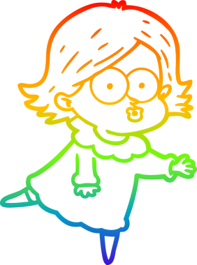 Gökkuşağı gradyan çizimi Bir insan tarafından çizilen çizgi film kızı