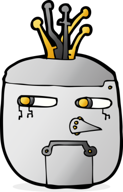 Bir insan tarafından çizilmiş robot kafası.