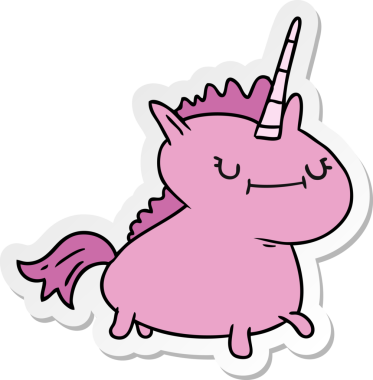 Bir insan tarafından çizilmiş sihirli tek boynuzlu atın el çizimi karikatürü.