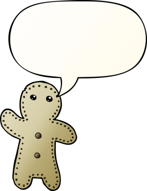 Karikatür zencefilli adam, konuşma baloncuğu ile bir insan tarafından çizilmiş düzgün bir gradyan tarzıyla.