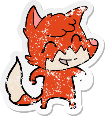 Bir insan tarafından çizilmiş mutlu bir tilkinin sıkıntılı çıkartması.