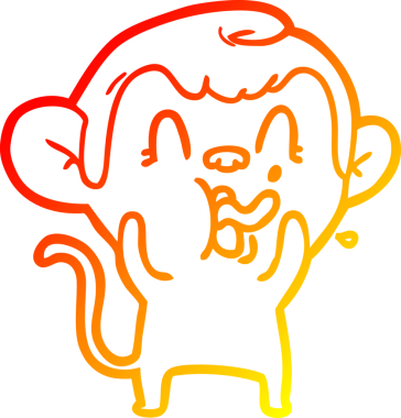 İnsan tarafından çizilmiş çılgın bir çizgi maymunun sıcak çizgi çizimi