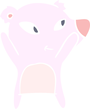 Bir insan tarafından çizilmiş şirin düz renkli çizgi film ayısı.