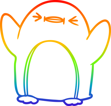 gökkuşağı gradyan çizimi bir insan tarafından çizilmiş bir penguen çizgi