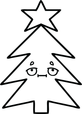 Bir insan tarafından çizilmiş bir noel ağacının çizgi çizimi