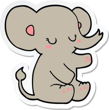 Bir insan tarafından çizilmiş bir filin çıkartması.