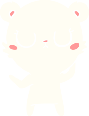 Bir insan tarafından çizilmiş düz renkli karikatür kutup ayısı.