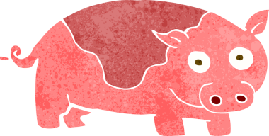 Bir insan tarafından çizilmiş çizgi film domuzu.