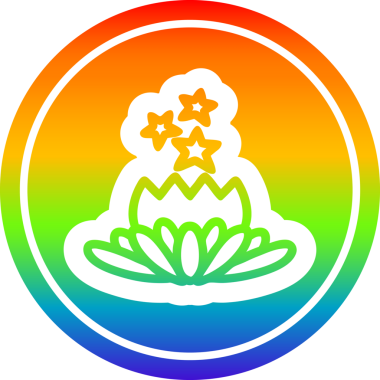 Gökkuşağı gradyan bir insan tarafından çizilmiş sihirli çiçek dairesel simgesi