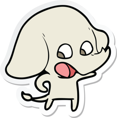 Bir insan tarafından çizilmiş şirin bir fil çıkartması.