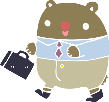 Bir insan tarafından çizilmiş şirin düz renk çizgi film iş ayısı.