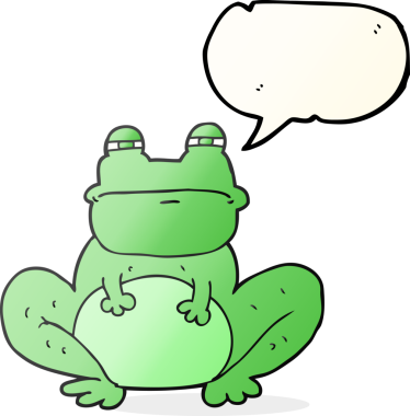 Bir insan tarafından çizilmiş serbest konuşma balonu karikatür kurbağası