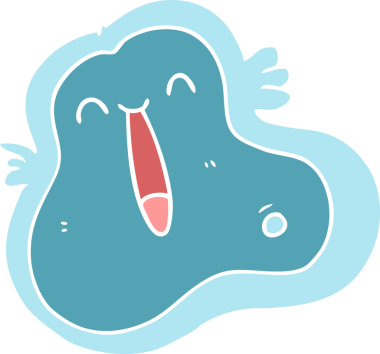 Bir insan tarafından çizilmiş düz renk çizgi film mikrobu