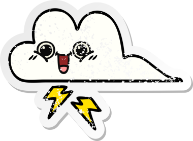 Bir insan tarafından çizilmiş tatlı bir karikatür fırtına bulutunun sıkıntılı çıkartması