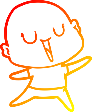 Bir insan tarafından çizilmiş mutlu, kel bir adamın sıcak çizgi çizimi.