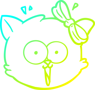 Bir çizgi filmin soğuk gradyan çizimi bir insan tarafından çizilmiş kedi yüzünü şaşırttı.