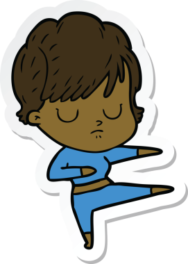 Bir insan tarafından çizilmiş bir karikatür kadının çıkartması.